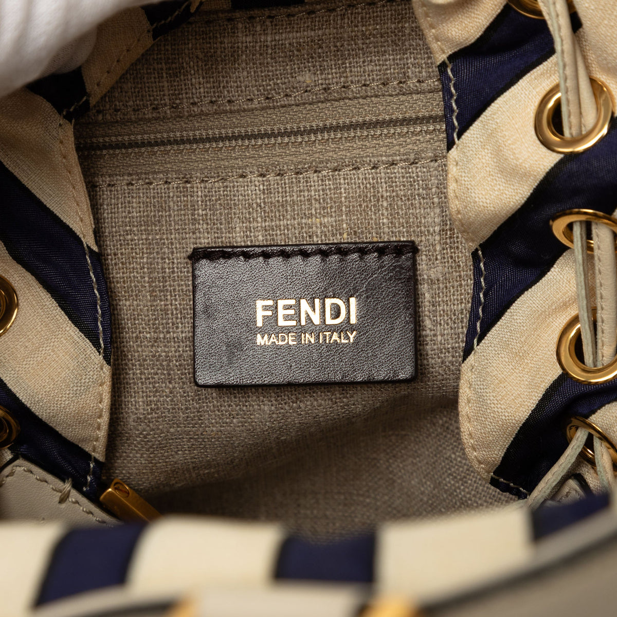 Fendi Medium Studded Calfskin B Fab Satchel — White