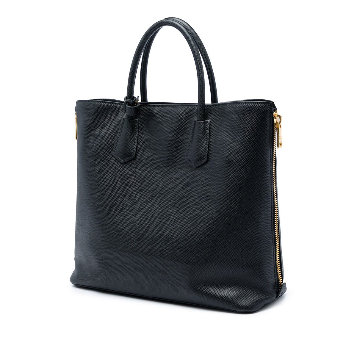 Prada Saffiano Side Zip Convertible Tote — Black