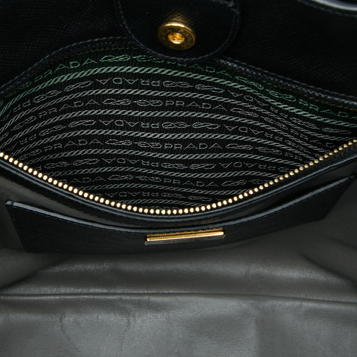 Prada Saffiano Side Zip Convertible Tote — Black