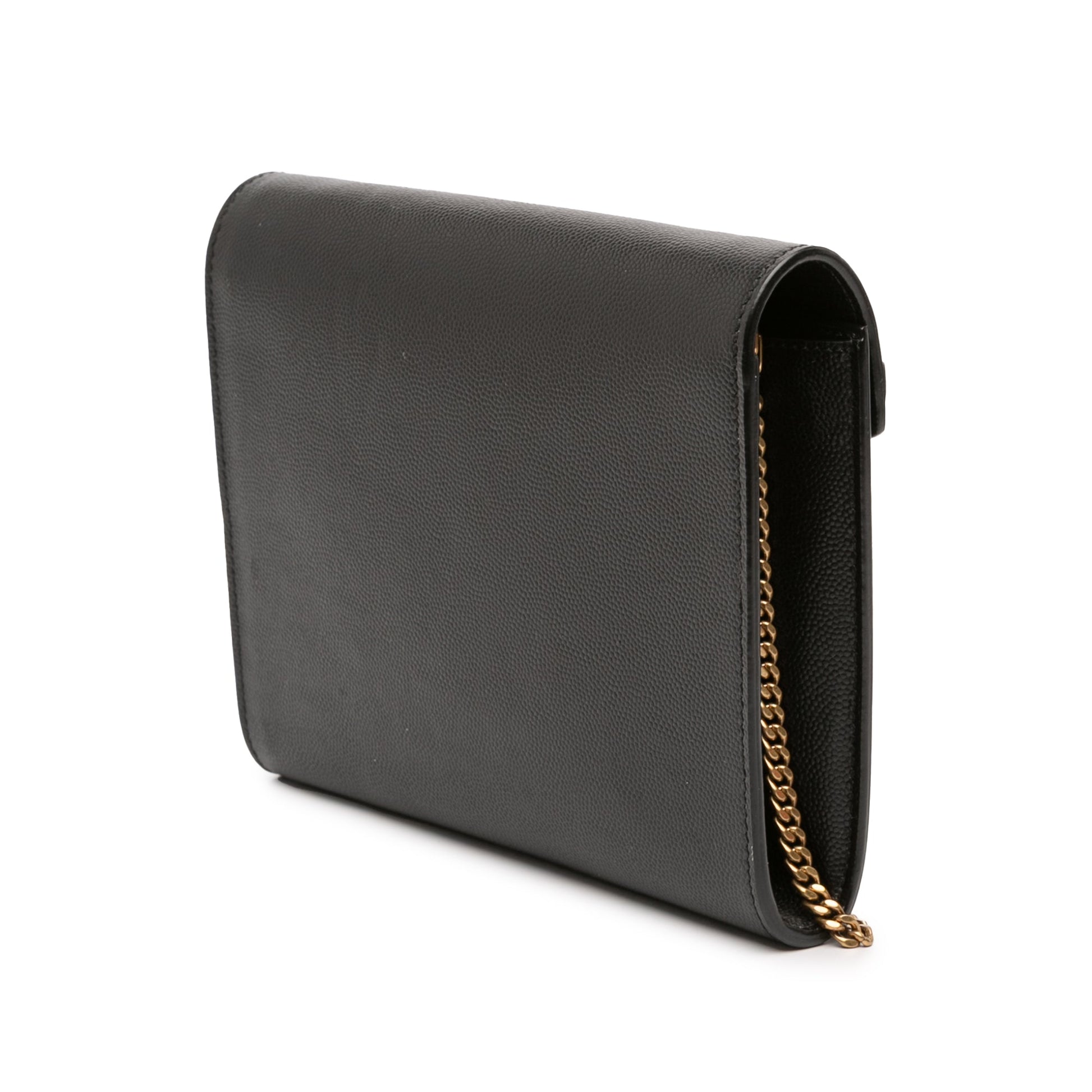 Saint Laurent Grain De Poudre Monogram Cassandra Chain Wallet