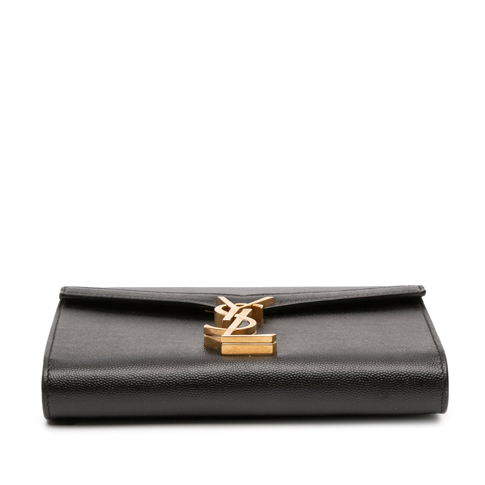 Saint Laurent Grain De Poudre Monogram Cassandra Chain Wallet