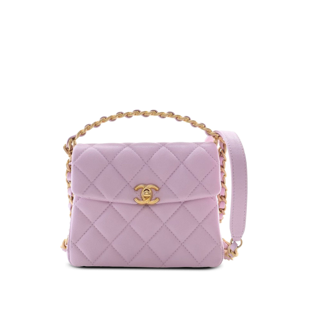Chanel Mini Quilted Caviar 31 Rue Cambon Top Handle Bag — Purple