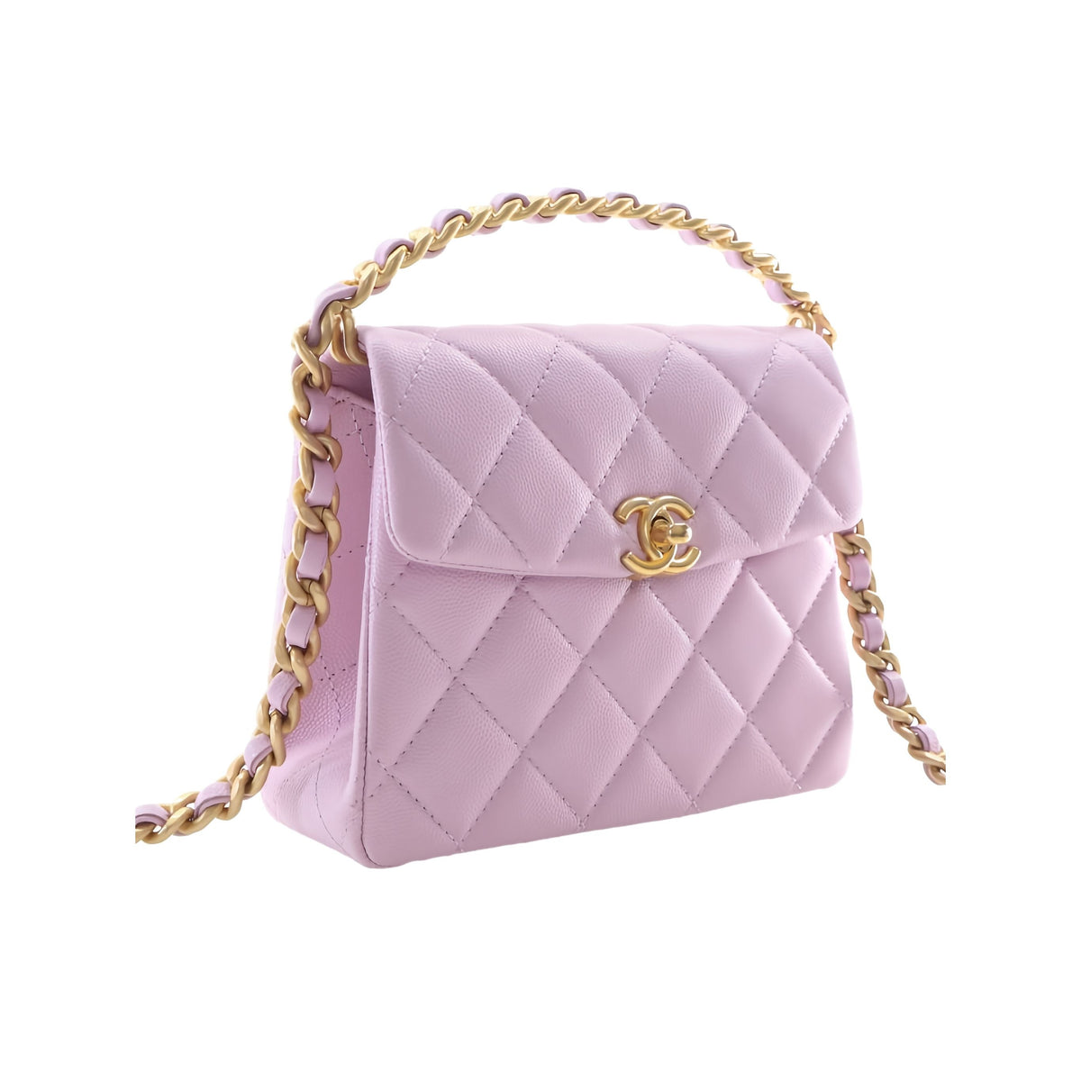 Chanel Mini Quilted Caviar 31 Rue Cambon Top Handle Bag — Purple