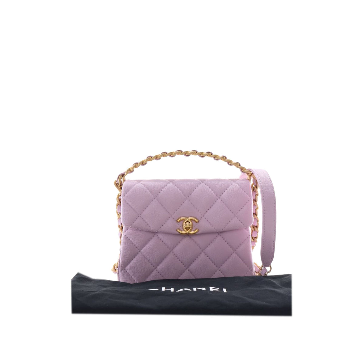 Chanel Mini Quilted Caviar 31 Rue Cambon Top Handle Bag — Purple