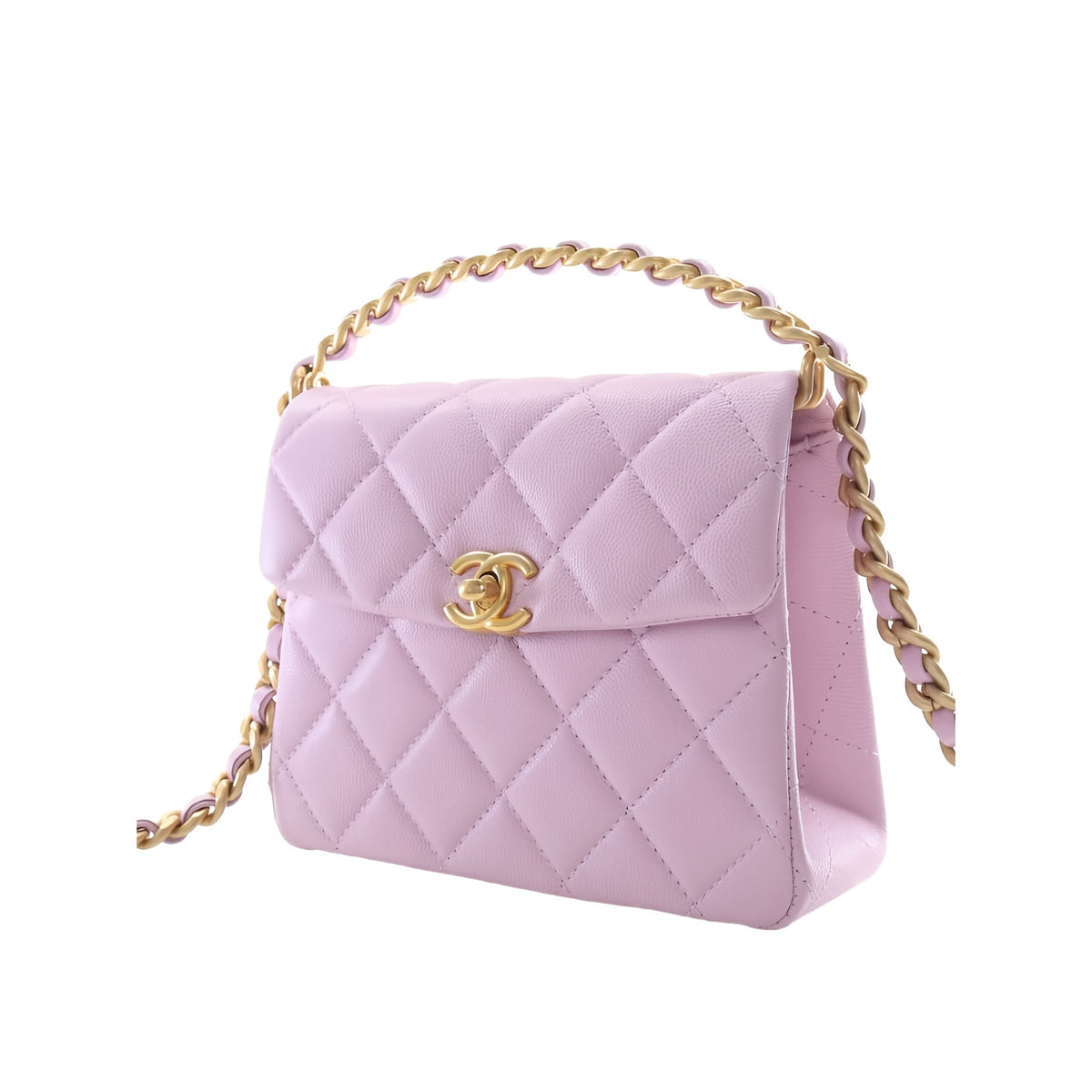 Chanel Mini Quilted Caviar 31 Rue Cambon Top Handle Bag — Purple
