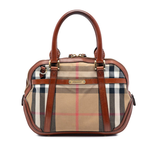 Burberry Small Leather Trimmed House Check Canvas Bridle Orchard Satchel