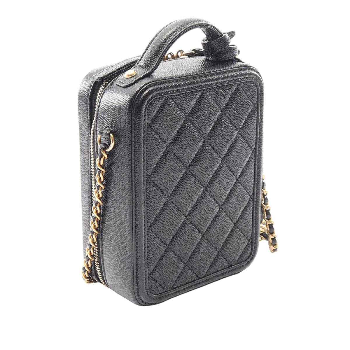 Chanel Caviar CC Filigree Vertical Vanity Case