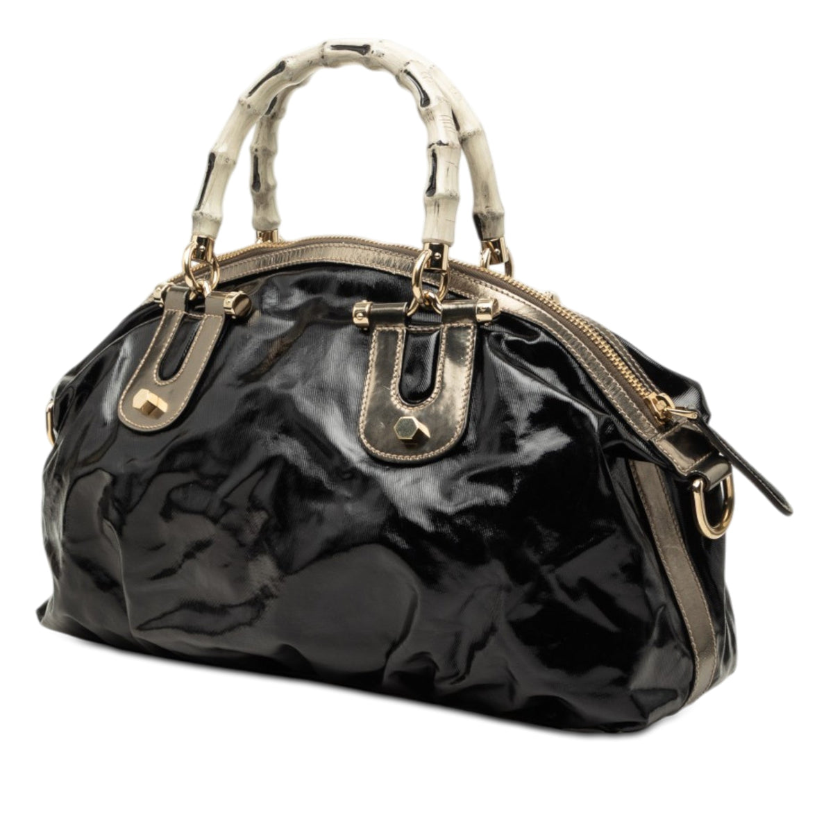 Gucci Coated Canvas Bamboo Dialux Pop Satchel