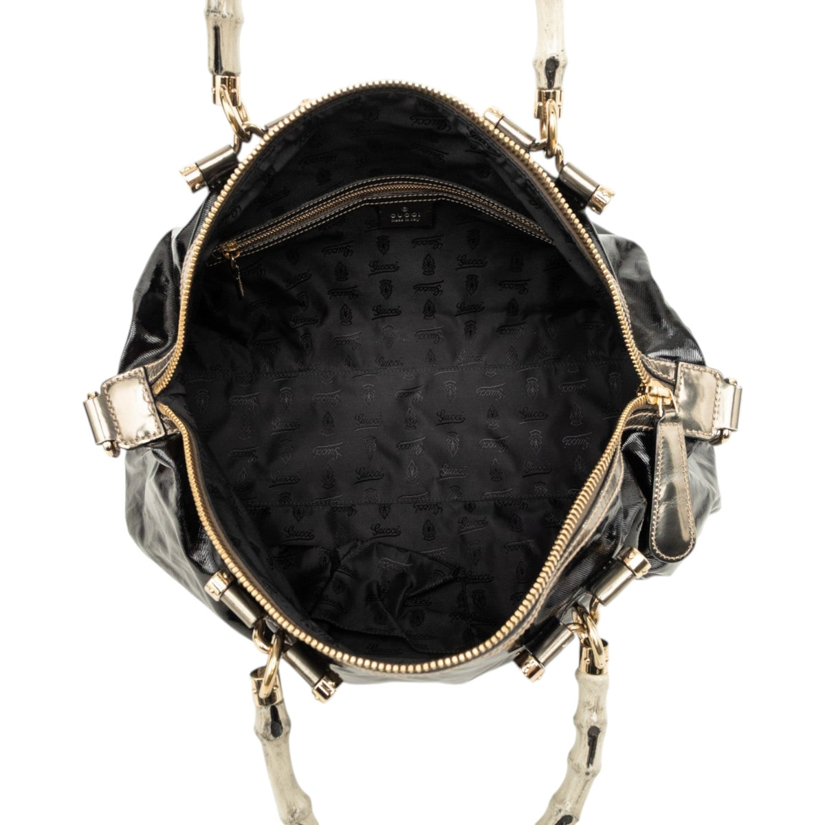 Gucci Coated Canvas Bamboo Dialux Pop Satchel