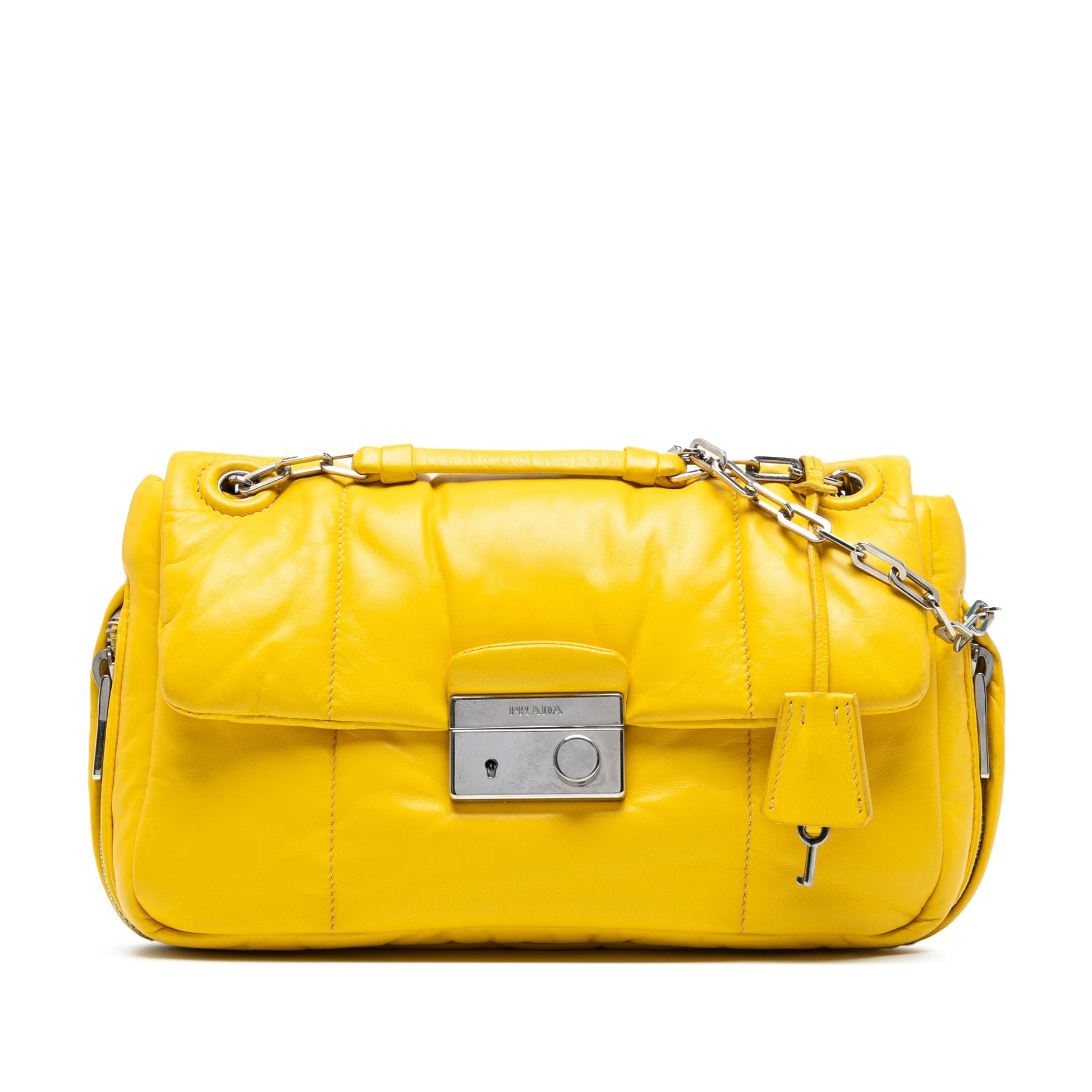 Prada Nappa Bomber Sound Lock Chain Flap