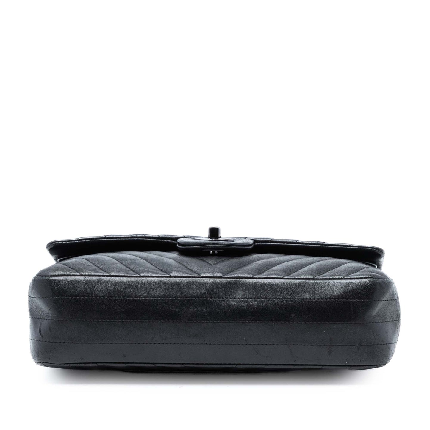 Medium Classic Chevron Lambskin So Black Double Flap