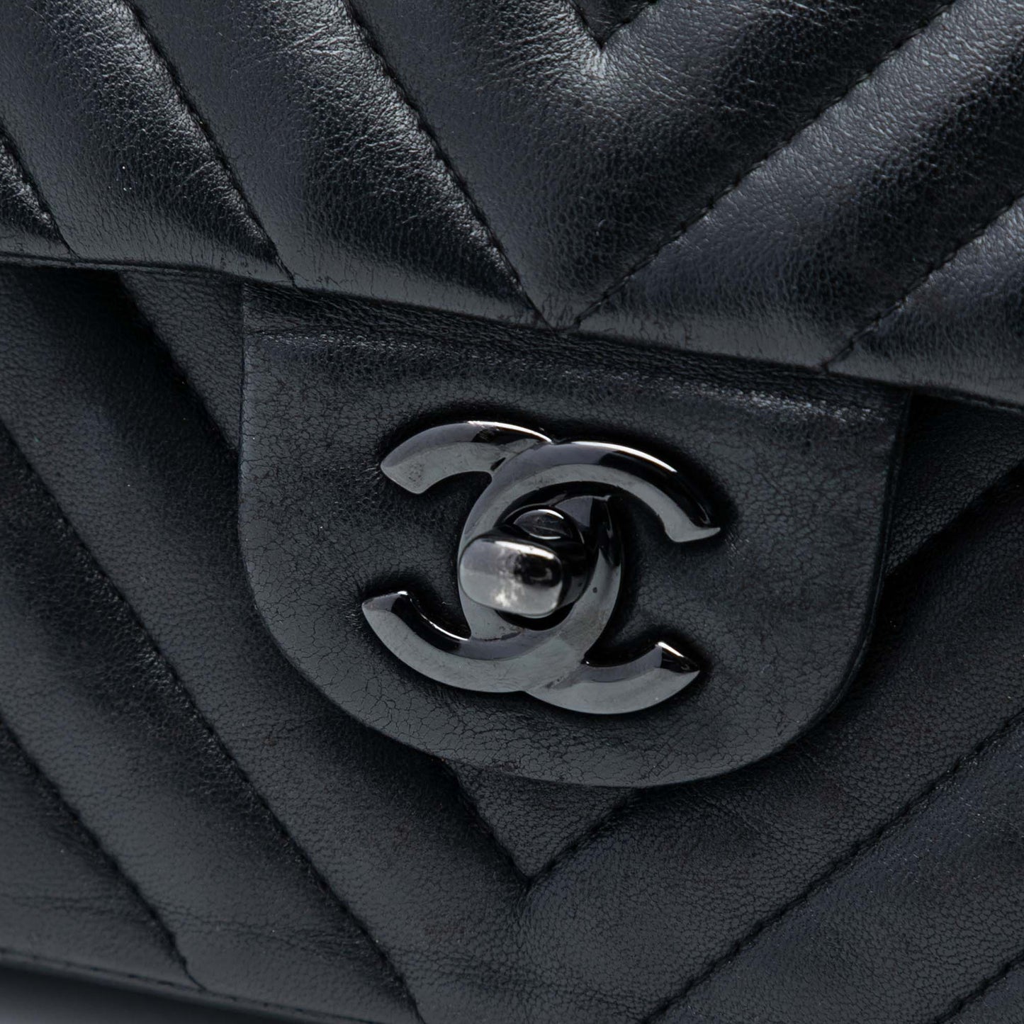 Medium Classic Chevron Lambskin So Black Double Flap