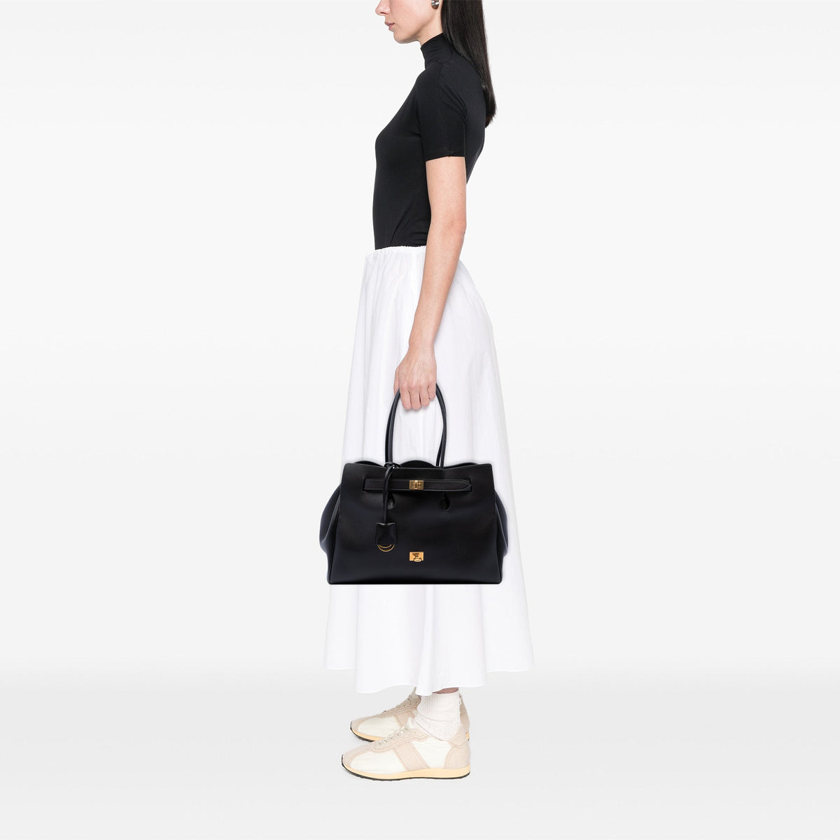 Balenciaga Medium Smooth Calfskin Bel Air Carry All Tote — Black