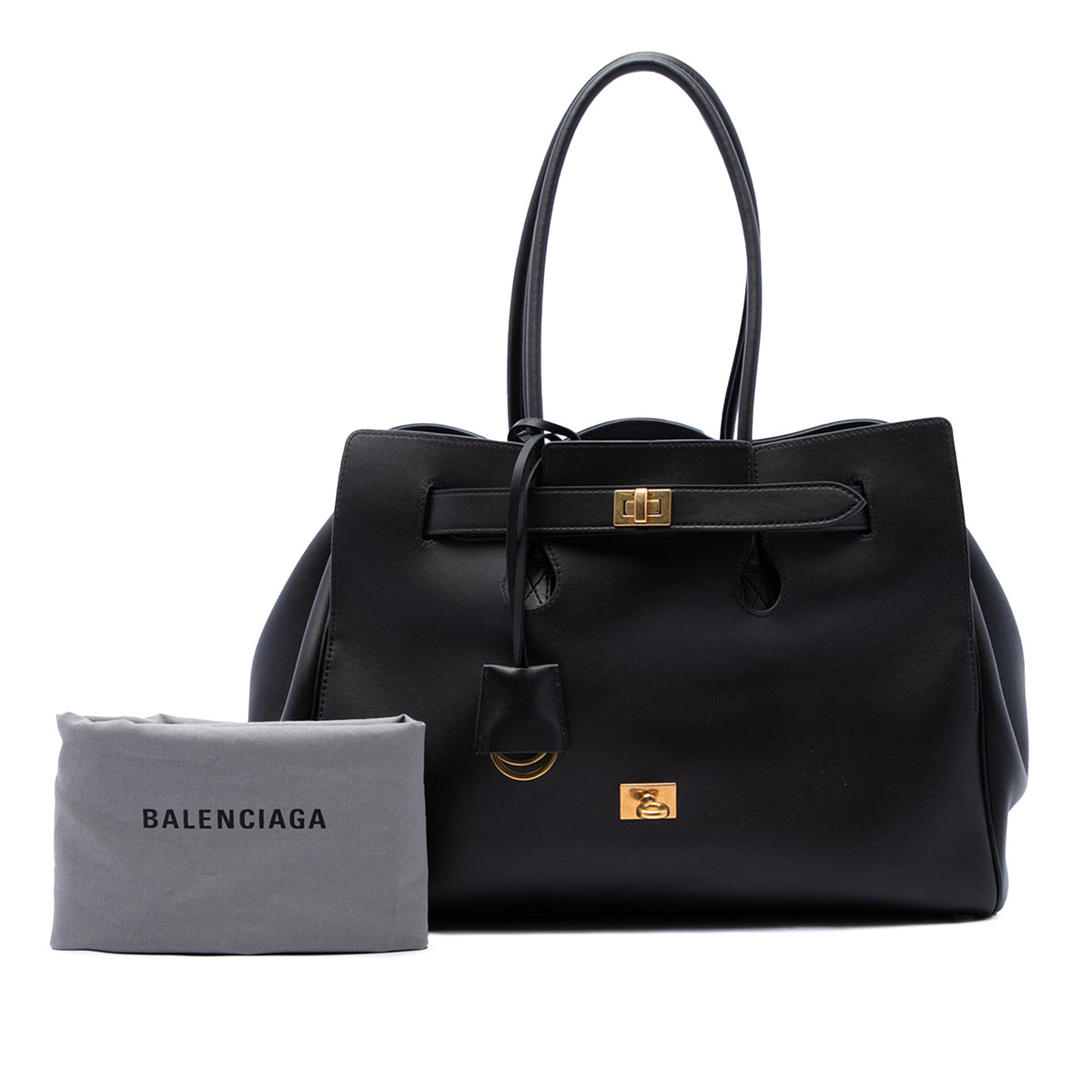 Balenciaga Medium Smooth Calfskin Bel Air Carry All Tote — Black