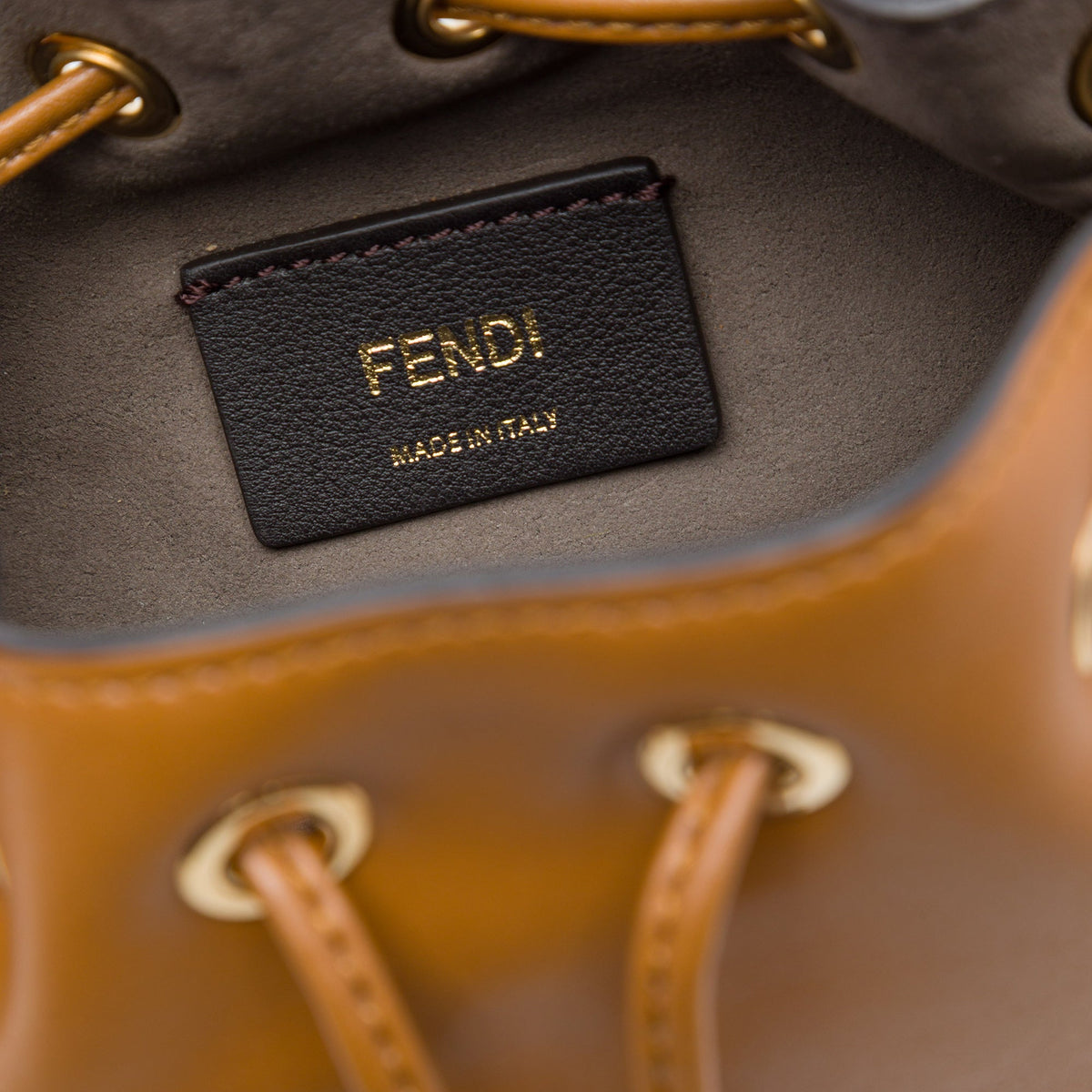 Fendi Mini Leather Studded Floral Mon Tresor Bucket Bag