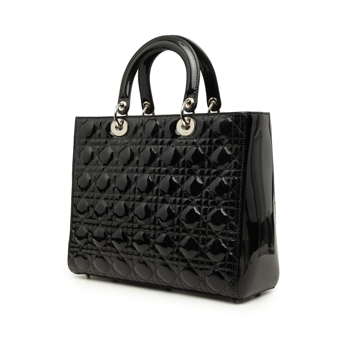 Dior Large Patent Cannage Lady Dior — Black