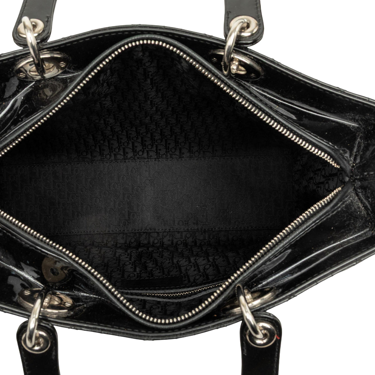 Dior Large Patent Cannage Lady Dior — Black