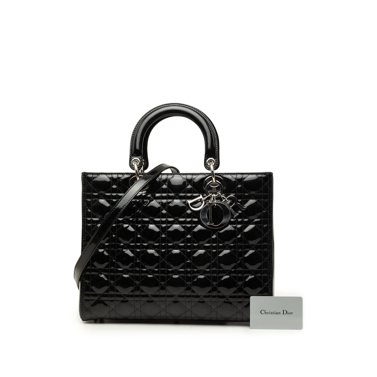 Dior Large Patent Cannage Lady Dior — Black
