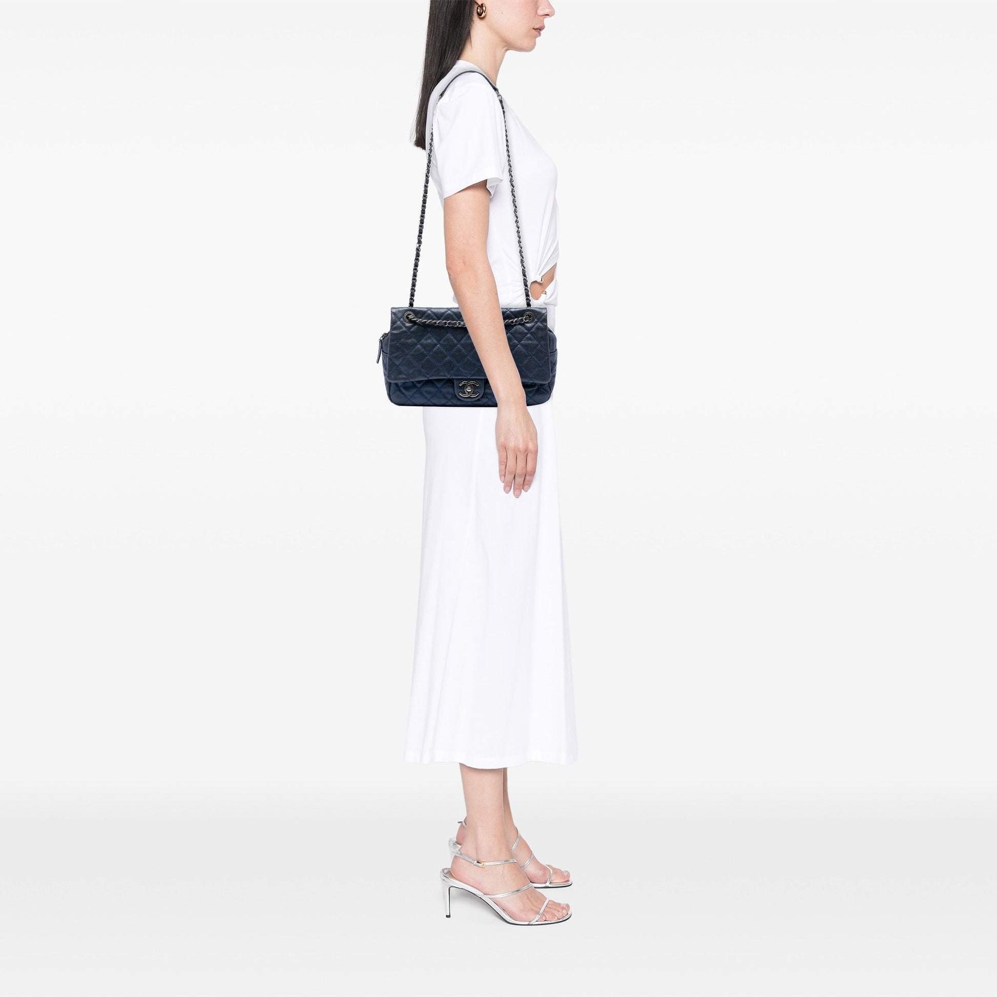 Chanel Jumbo Quilted Caviar Easy Flap