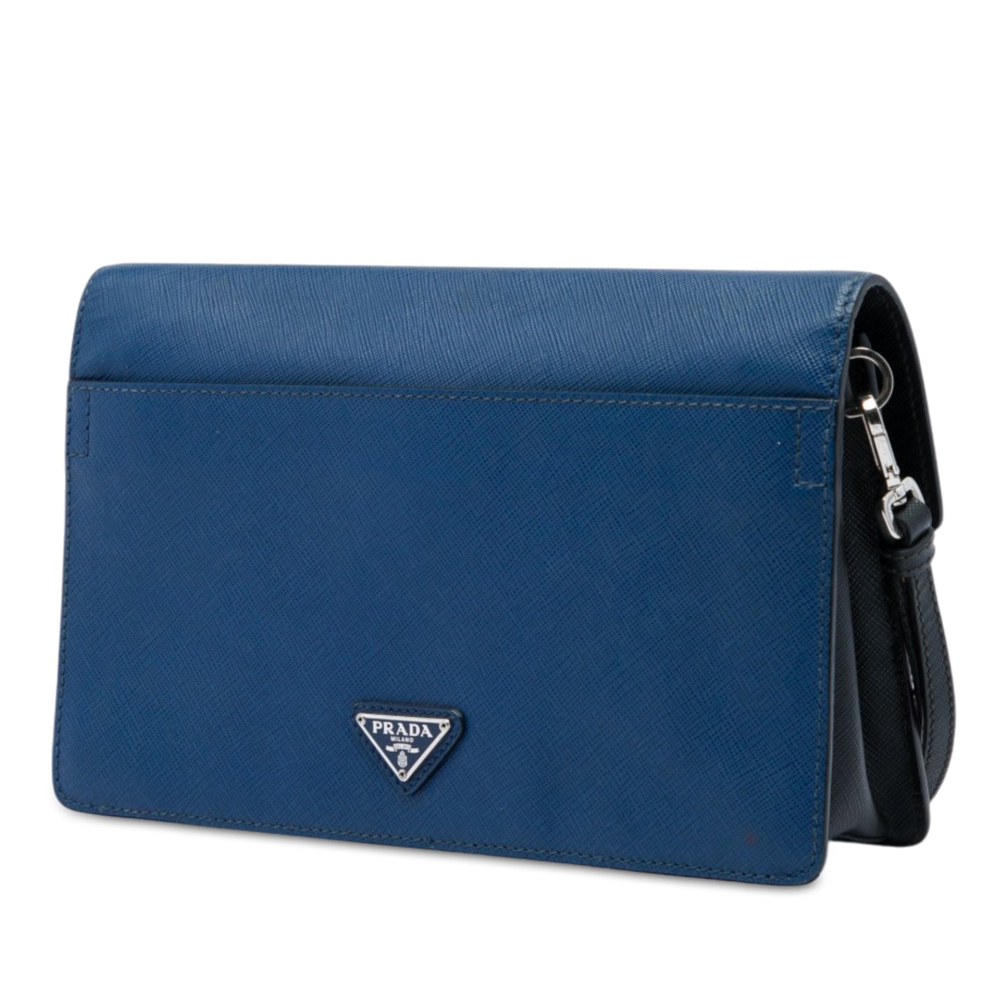 Prada Bicolor Saffiano Push Lock Clutch