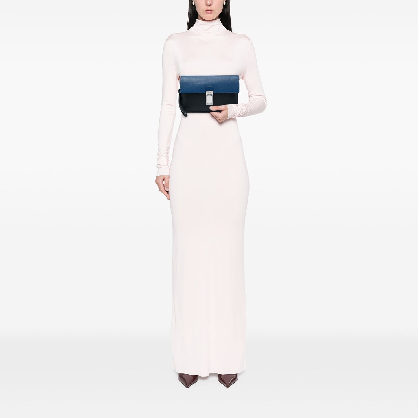 Prada Bicolor Saffiano Push Lock Clutch