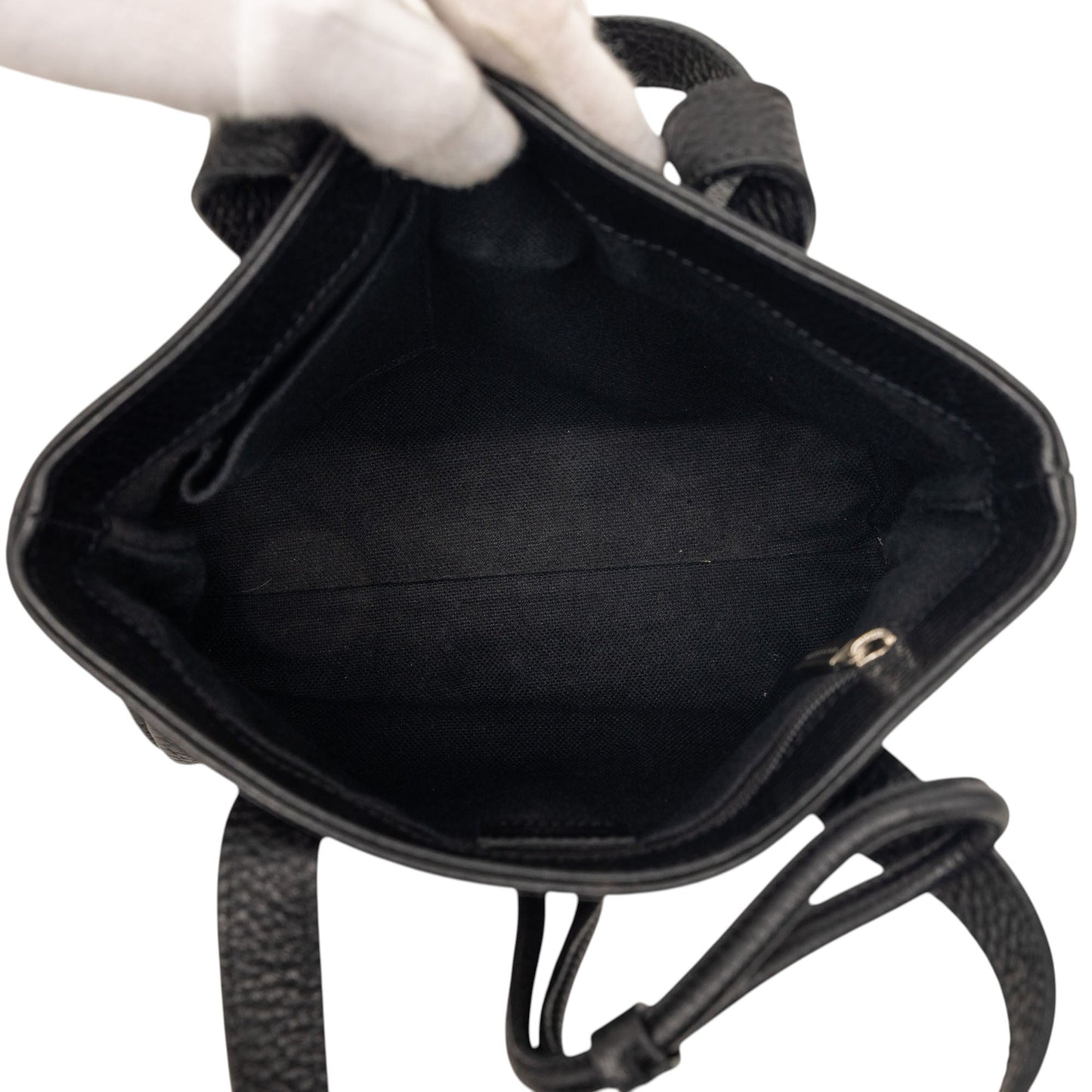 Burberry Small House Check Trimmed Grainy Calfskin Horn Toggle Tote