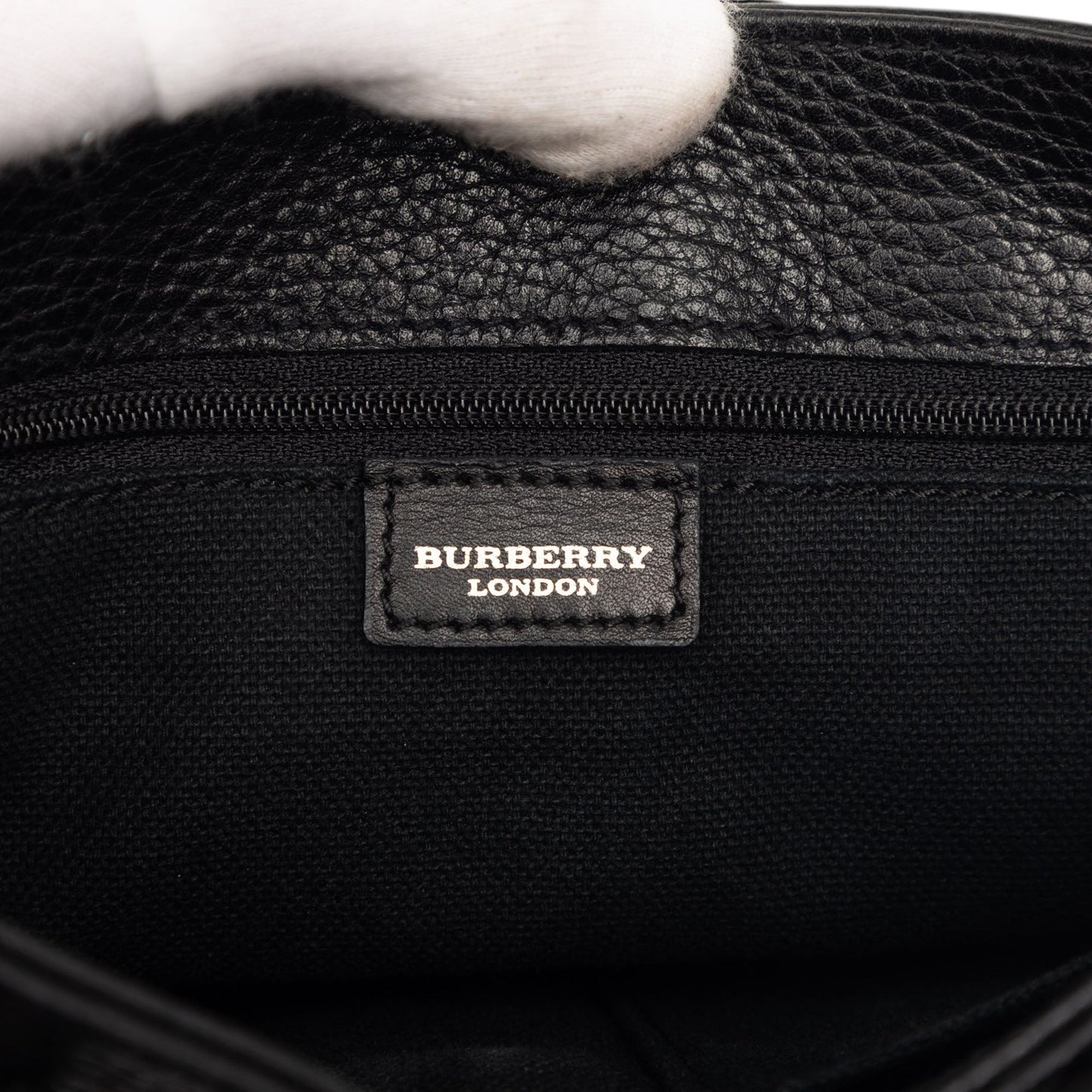 Burberry Small House Check Trimmed Grainy Calfskin Horn Toggle Tote