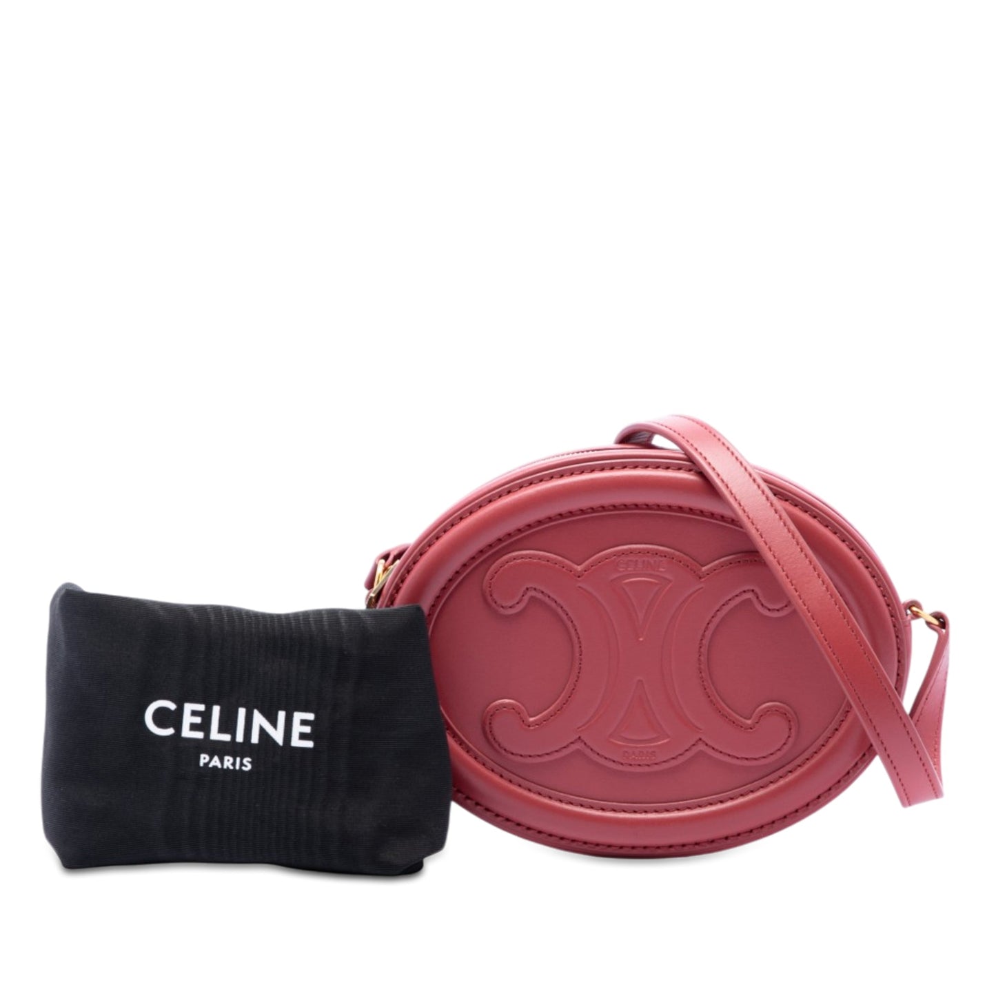 Celine Small Calfskin Cuir Triomphe Oval Crossbody