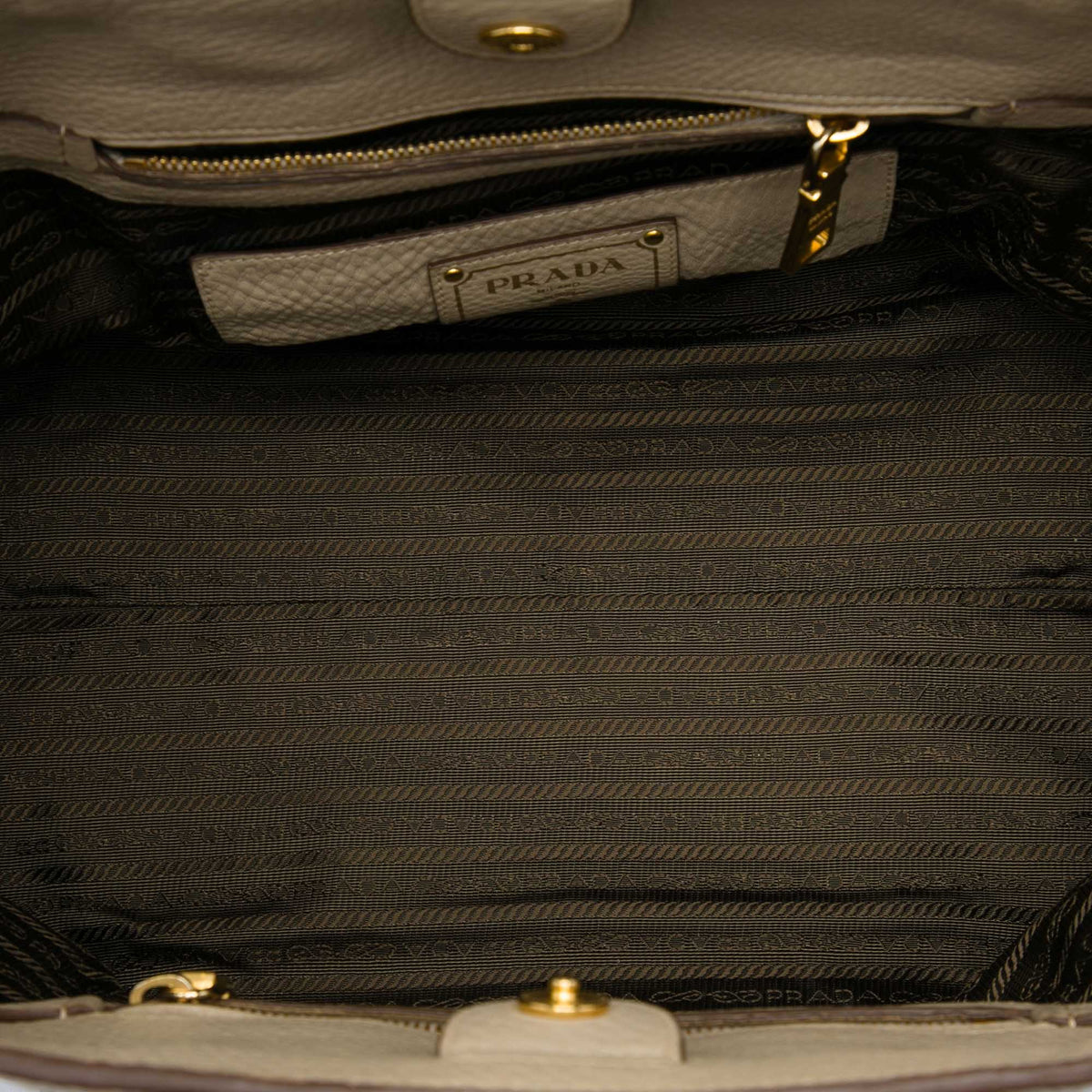 Prada Vitello Daino Front Pocket Open Convertible Tote