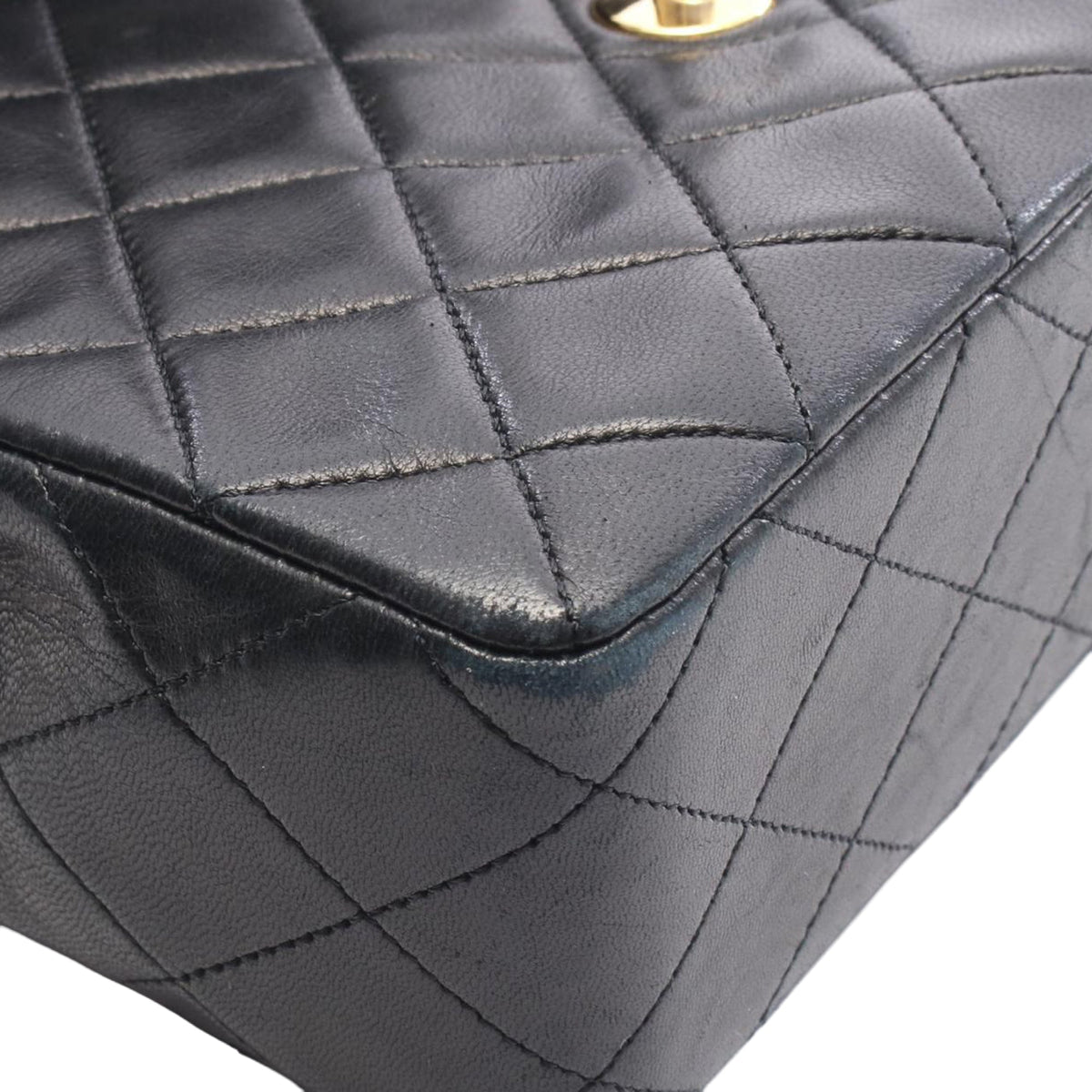 Chanel Small Square Quilted Lambskin Flap — Black