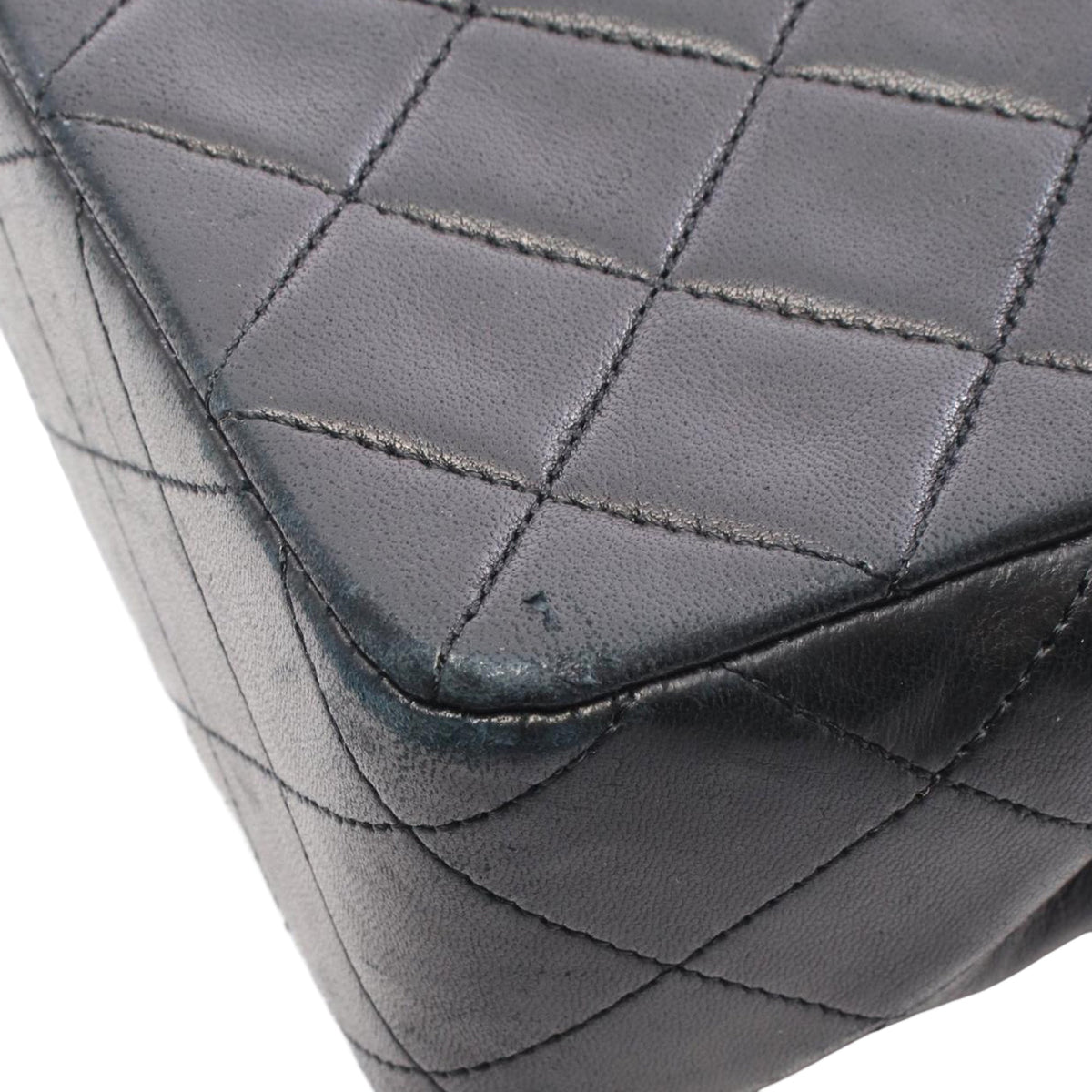 Chanel Small Square Quilted Lambskin Flap — Black