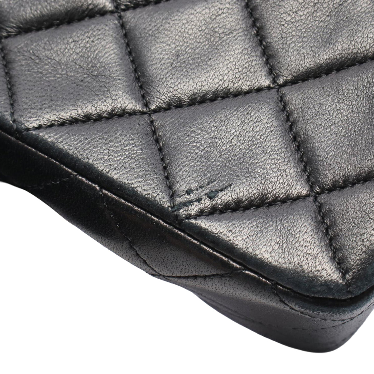 Chanel Small Square Quilted Lambskin Flap — Black