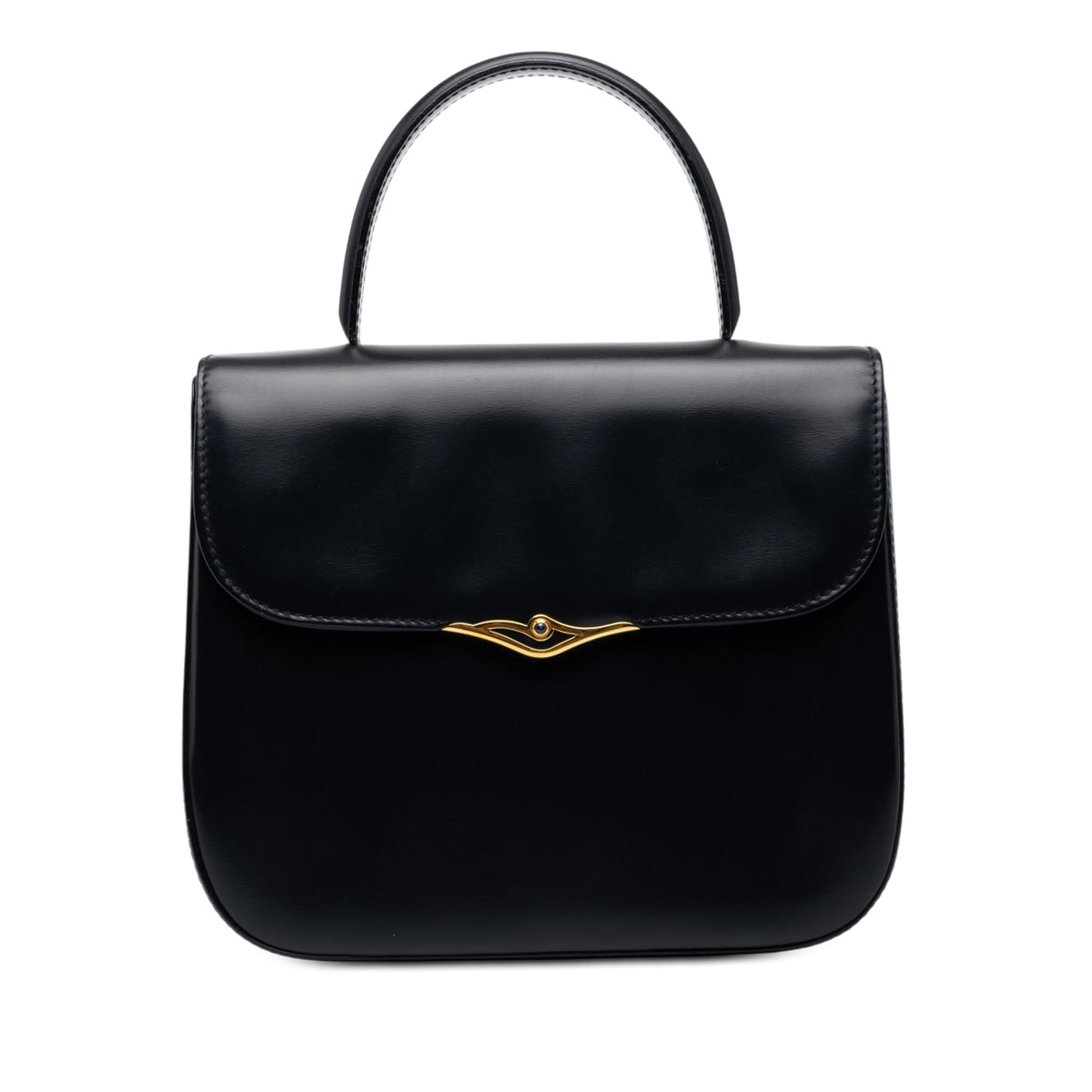 Cartier Leather Sapphire Line Handbag — Black