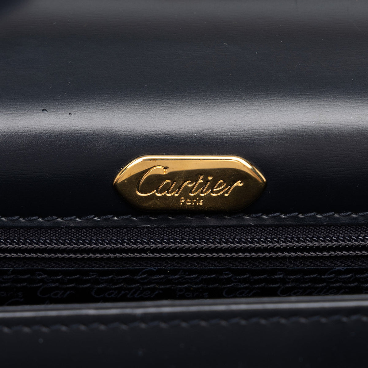Cartier Leather Sapphire Line Handbag — Black