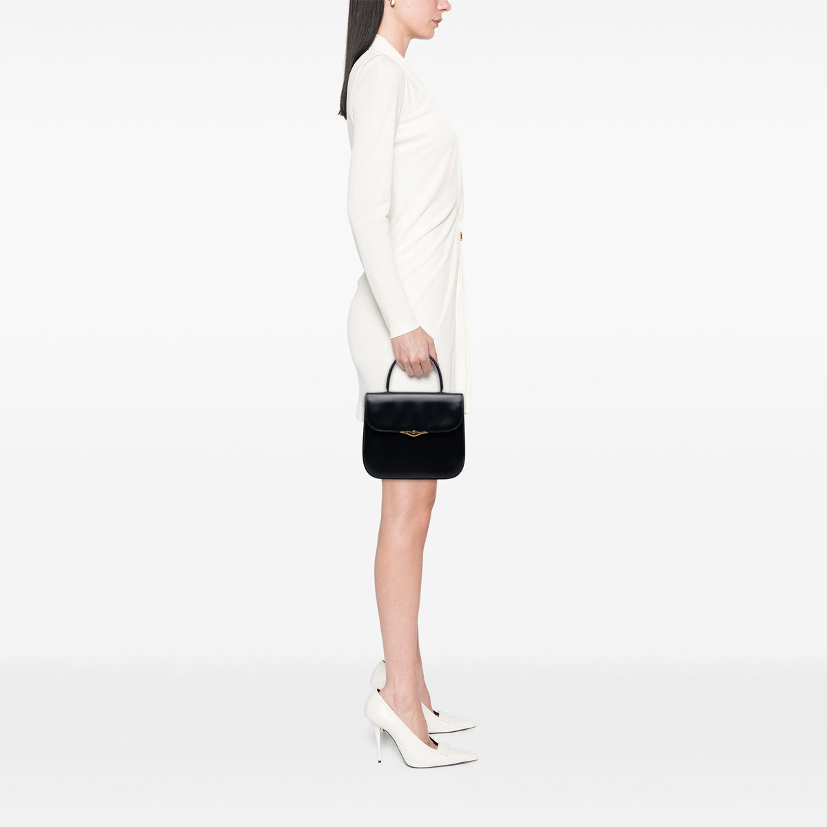 Cartier Leather Sapphire Line Handbag — Black