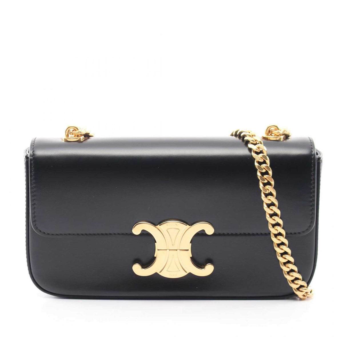Celine Shiny Calfskin Triomphe Claude Shoulder Bag