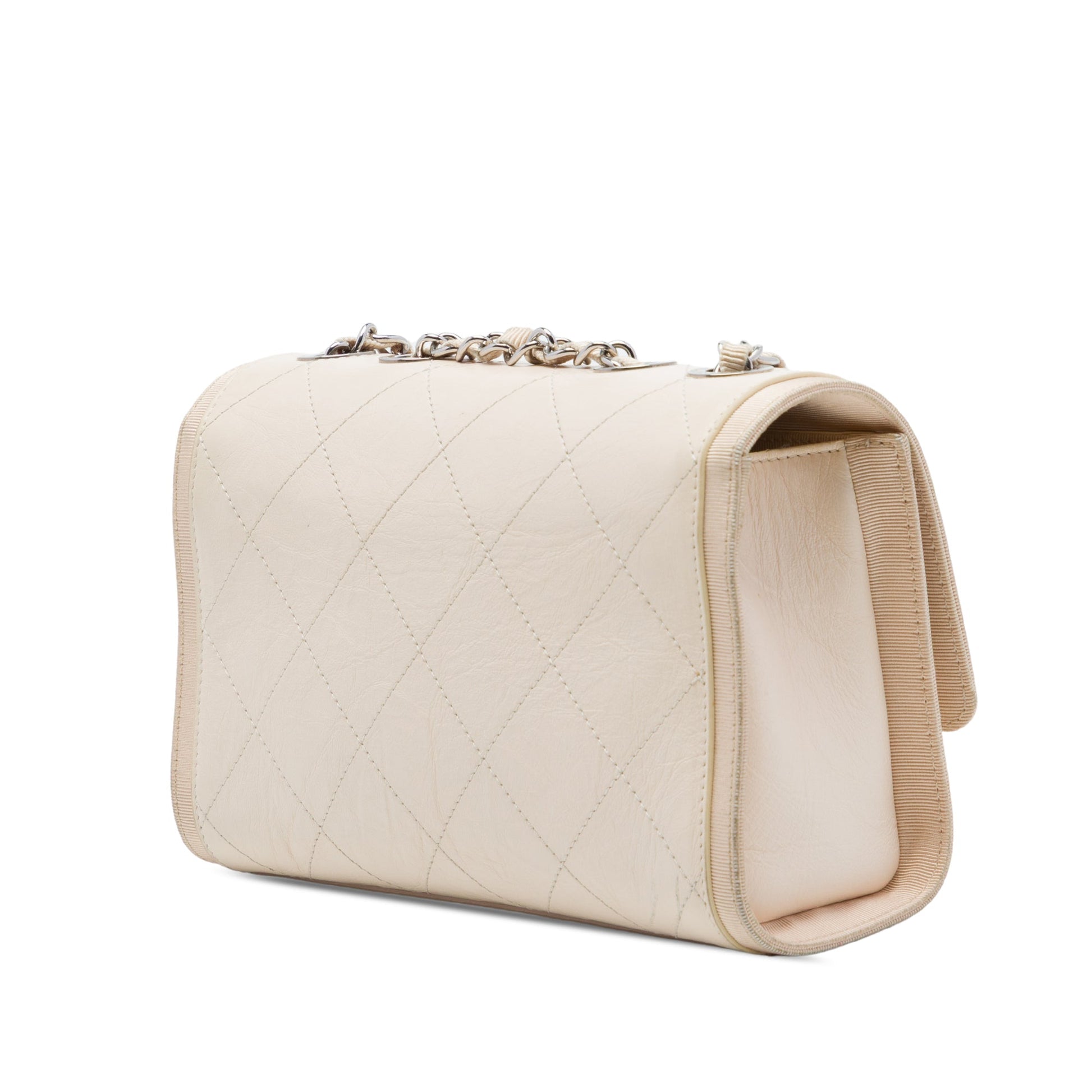 Chanel CC Quilted Crumpled Calfskin and Grosgrain Flap