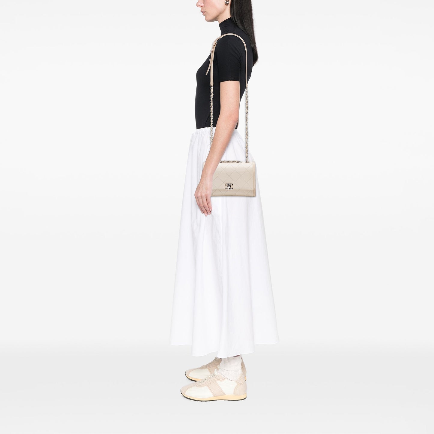Chanel CC Quilted Crumpled Calfskin and Grosgrain Flap