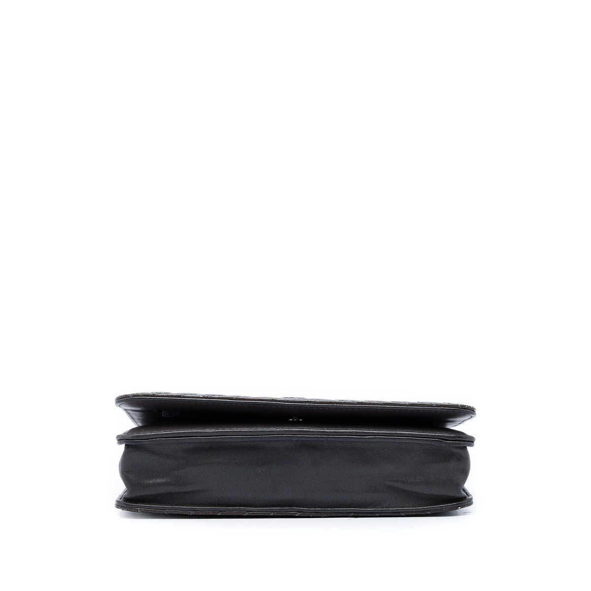 Chanel CC Distressed Chevron Patent Crossing Wallet On Chain — Brown