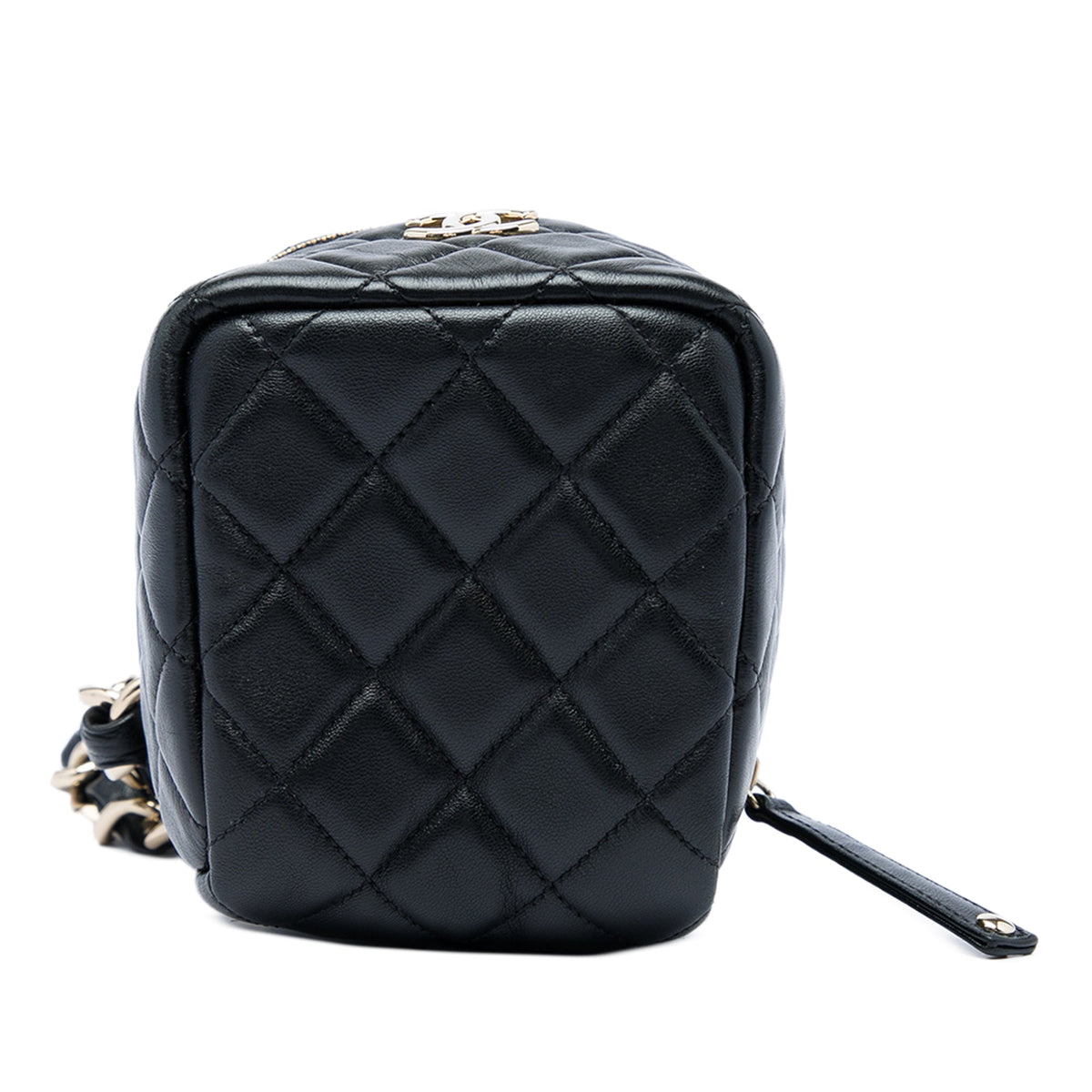 Chanel CC Quilted Lambskin Cube Wristlet Vanity Case — Black