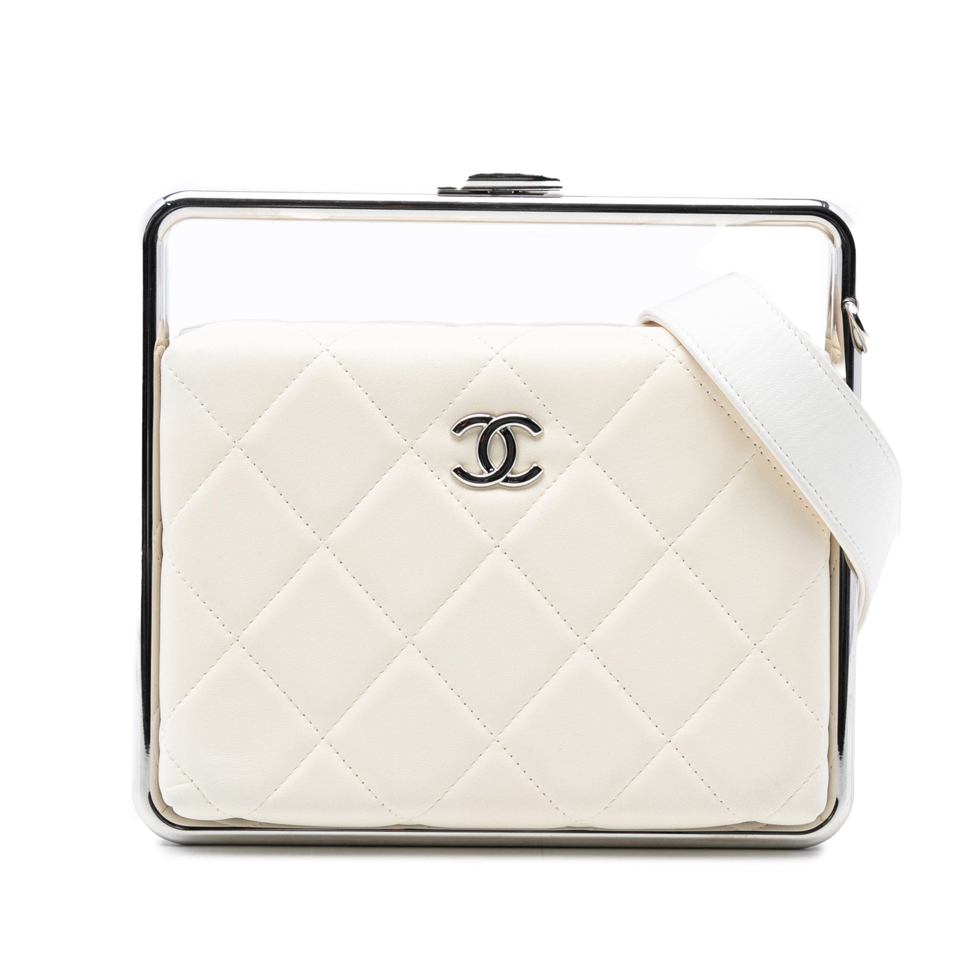 Chanel Quilted Lambskin Metal Bar Convertible Clutch