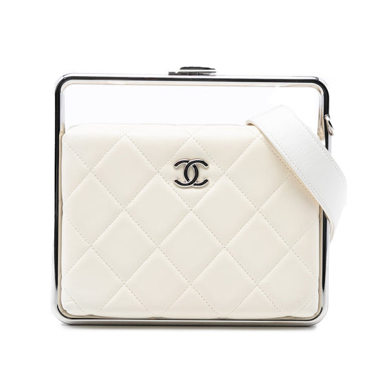 Chanel Quilted Lambskin Metal Bar Convertible Clutch