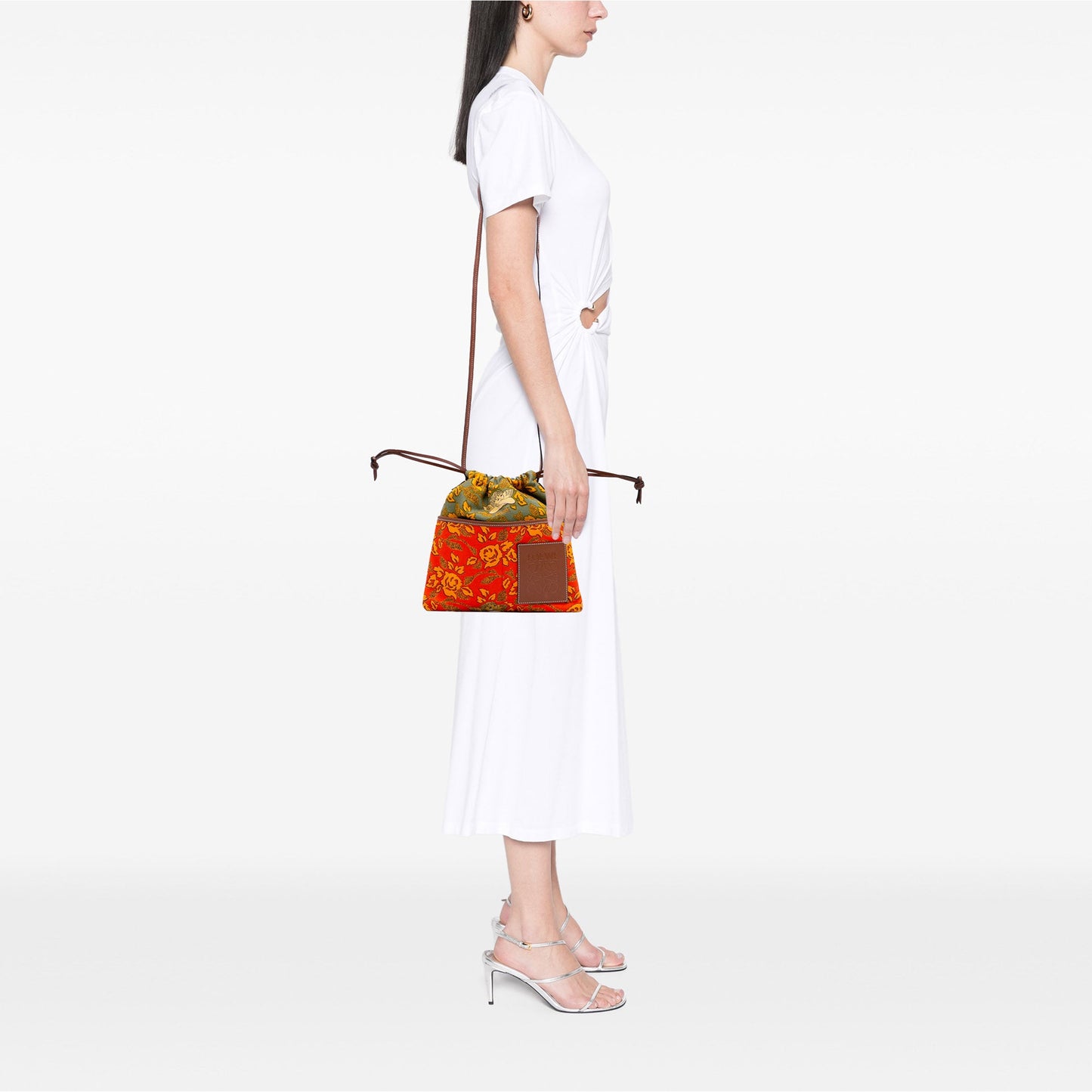 LOEWE Paulas Ibiza Canvas Angel Drawstring Crossbody