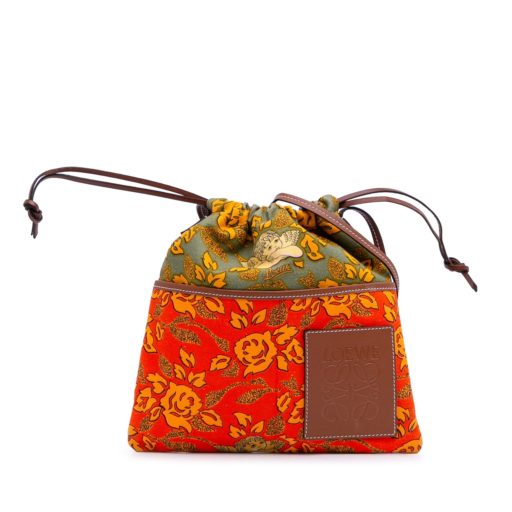LOEWE Paulas Ibiza Canvas Angel Drawstring Crossbody