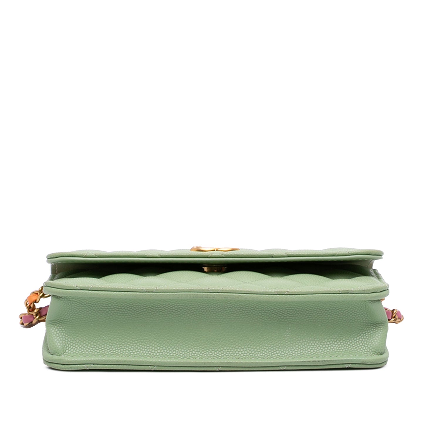 Chanel Mini CC Quilted Caviar Clutch With Chain