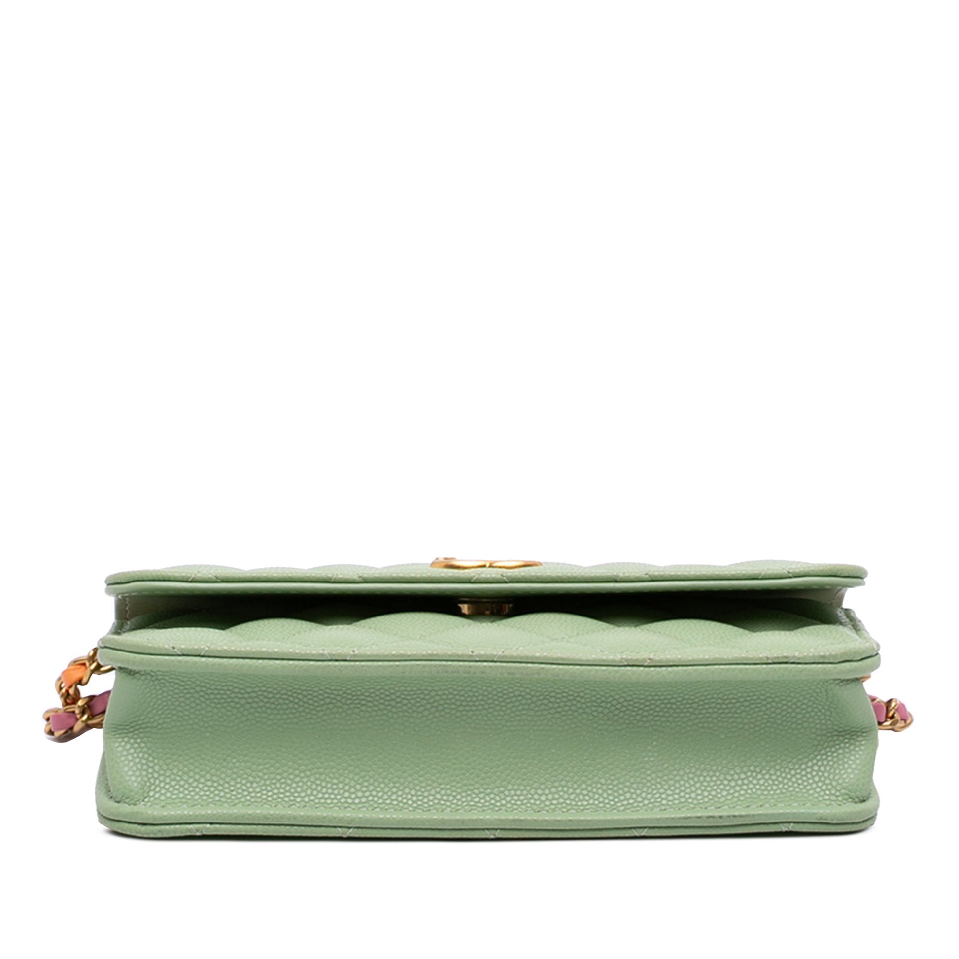 Chanel Mini CC Quilted Caviar Clutch With Chain