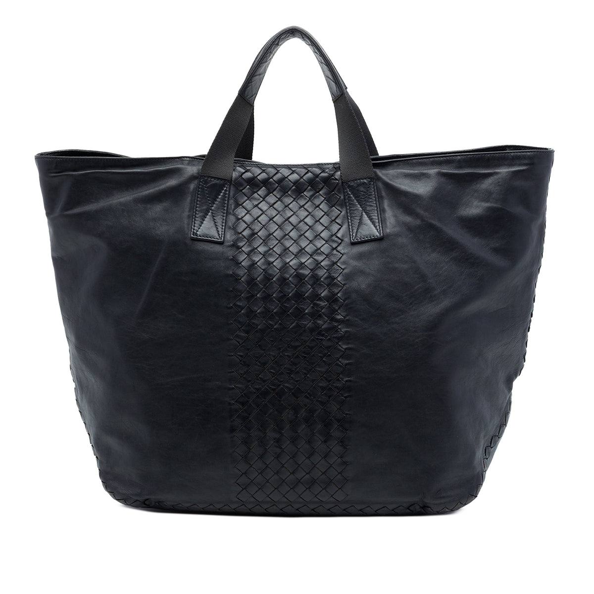 Bottega Veneta Intrecciato Trimmed Nappa Soft Tote — Blue