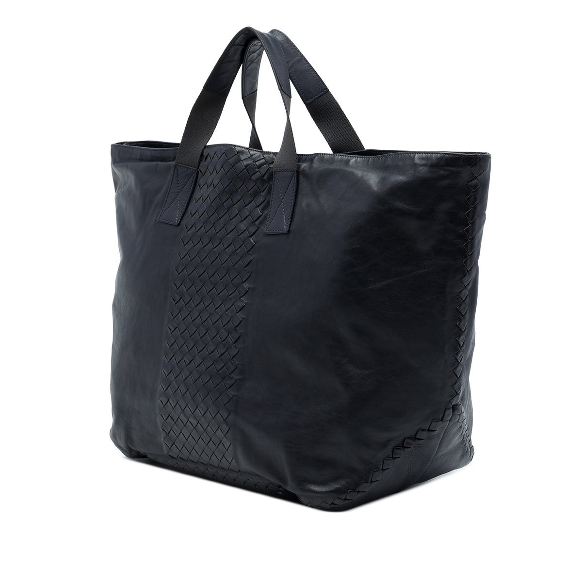 Bottega Veneta Intrecciato Trimmed Nappa Soft Tote — Blue