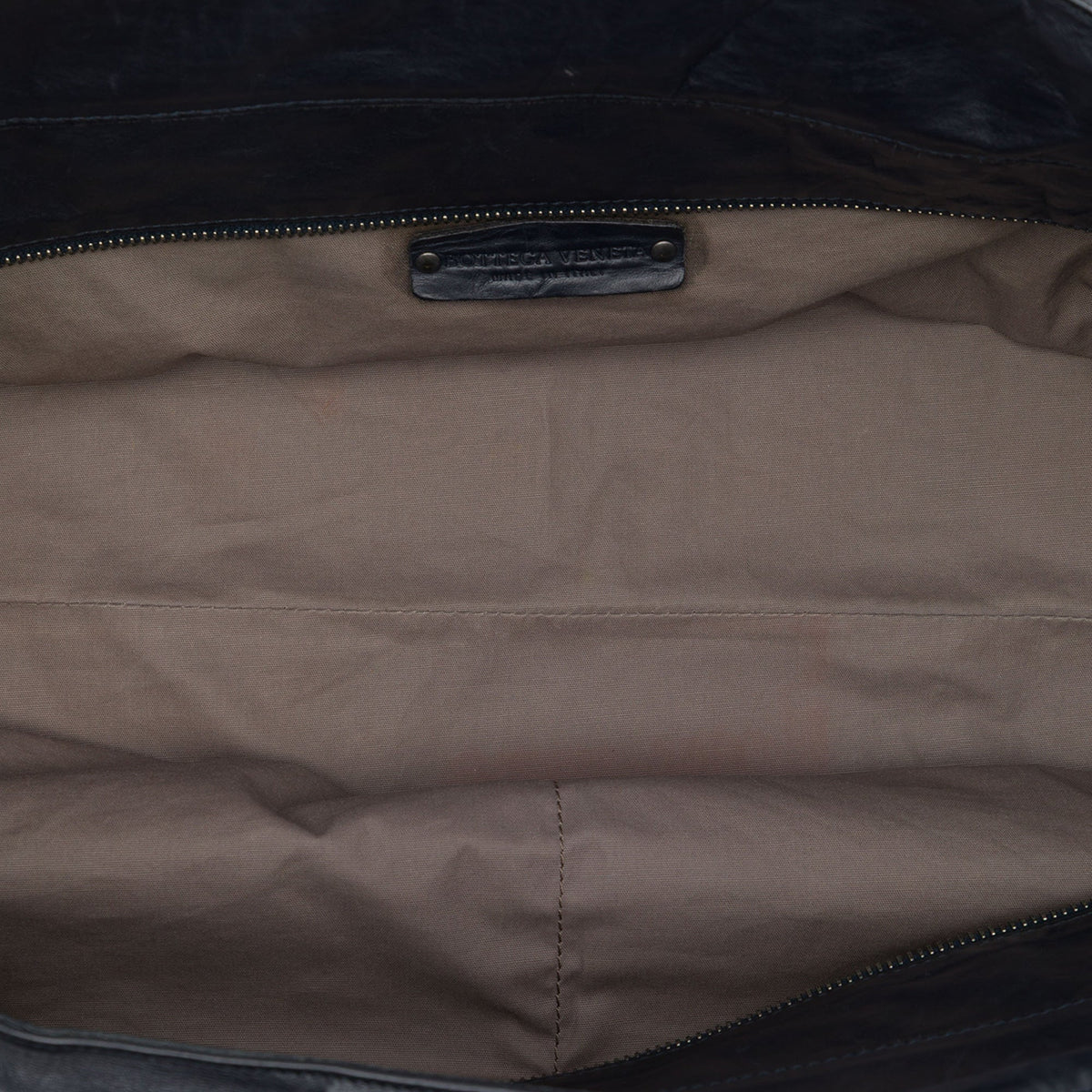 Bottega Veneta Intrecciato Trimmed Nappa Soft Tote — Blue