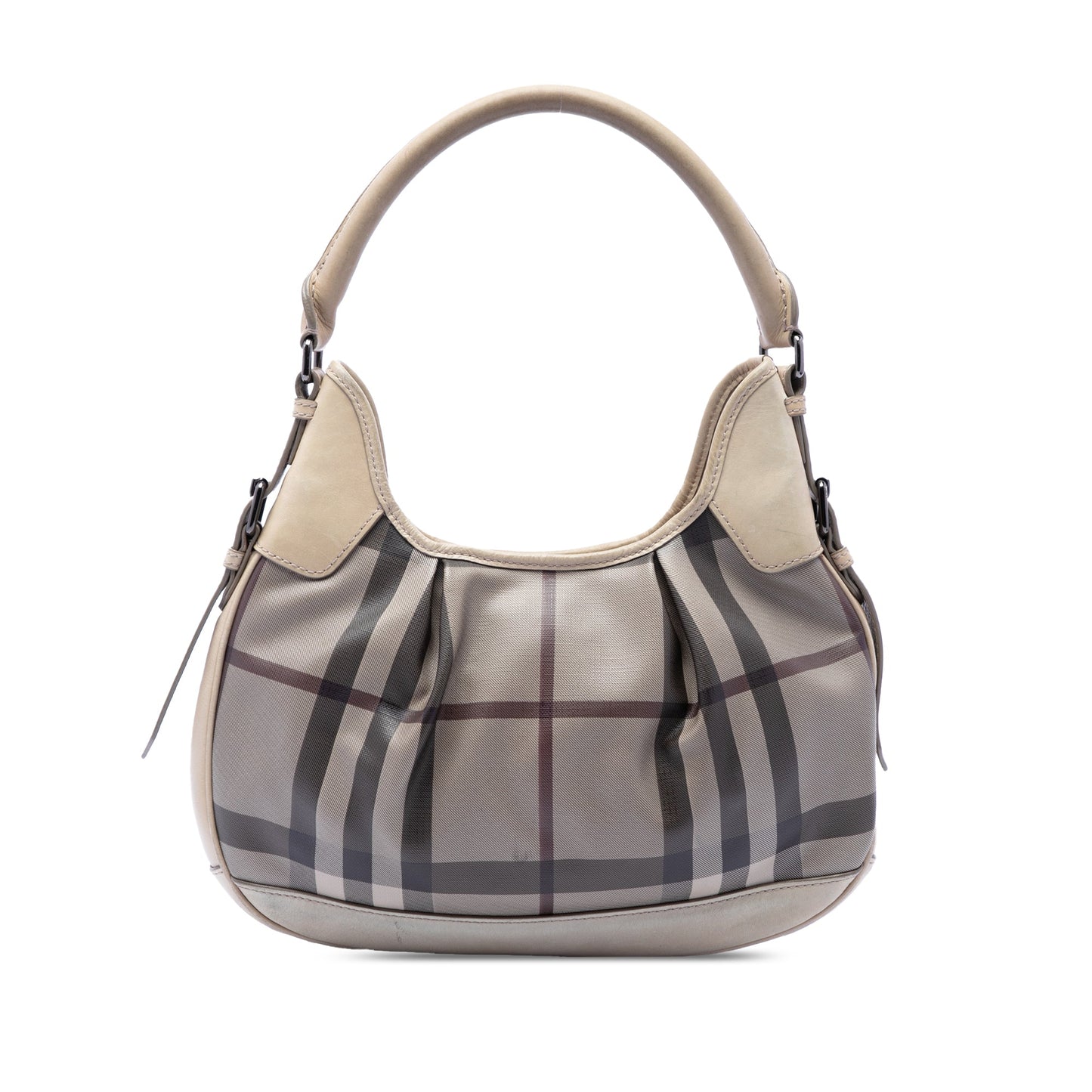 Burberry Smoke Check Coated Canvas Brooklyn Hobo